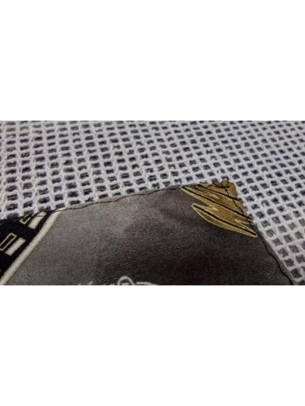Vintage Fine Silk Hankie Art Deco Design Black Gray Gold Accents 1980s Menswear